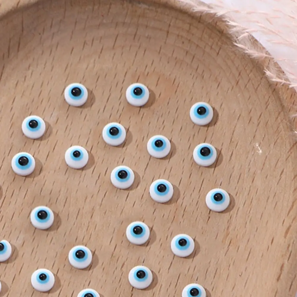 20 piezas, fácil de aplicar, ojos azules de resina, decoraciones artísticas para uñas, colgantes planos 3D para Halloween, ojos malvados, diamantes de imitación para uñas, Halloween