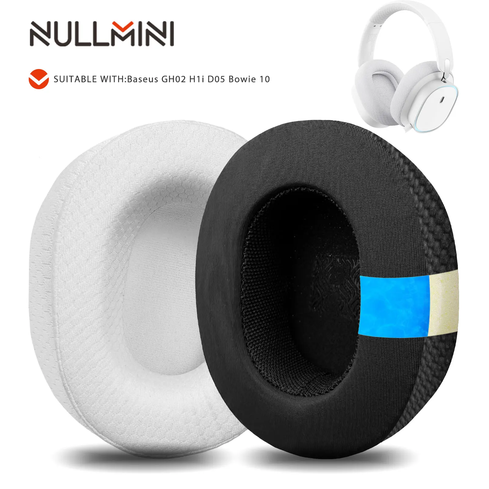 Nullmini Replacement Earpads for Baseus GH02 H1i D05 Bowie 10 Headphones Cooling Gel Ear Pads Cushion Earmuffs Headband