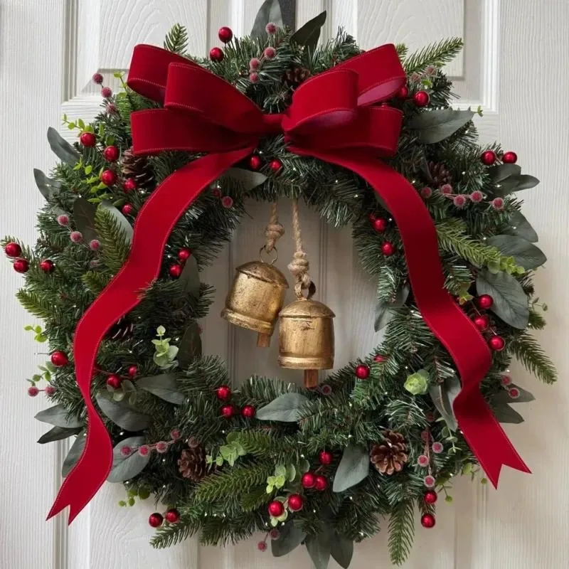 for Christmas Wreath Door Hanging 50cm Window Hotel Shopping Mall Creative Gift Pendant 80cm Rattan with Light