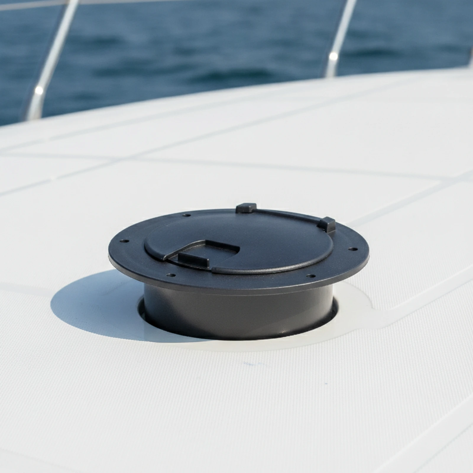 Cable Pass-Through Cover with Hinged Lid Sturdy Face Plate Wall Grommet Insert Tidy Low-Voltage for RV Owners, Boat, Yacht