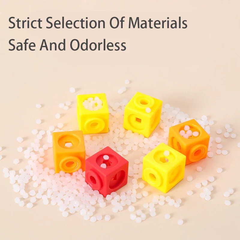 Montessori Math Toys 10 Colors Rainbow Link Cubes Snap Stacking Game Educational Learning For Children Diy 3D Puzzle