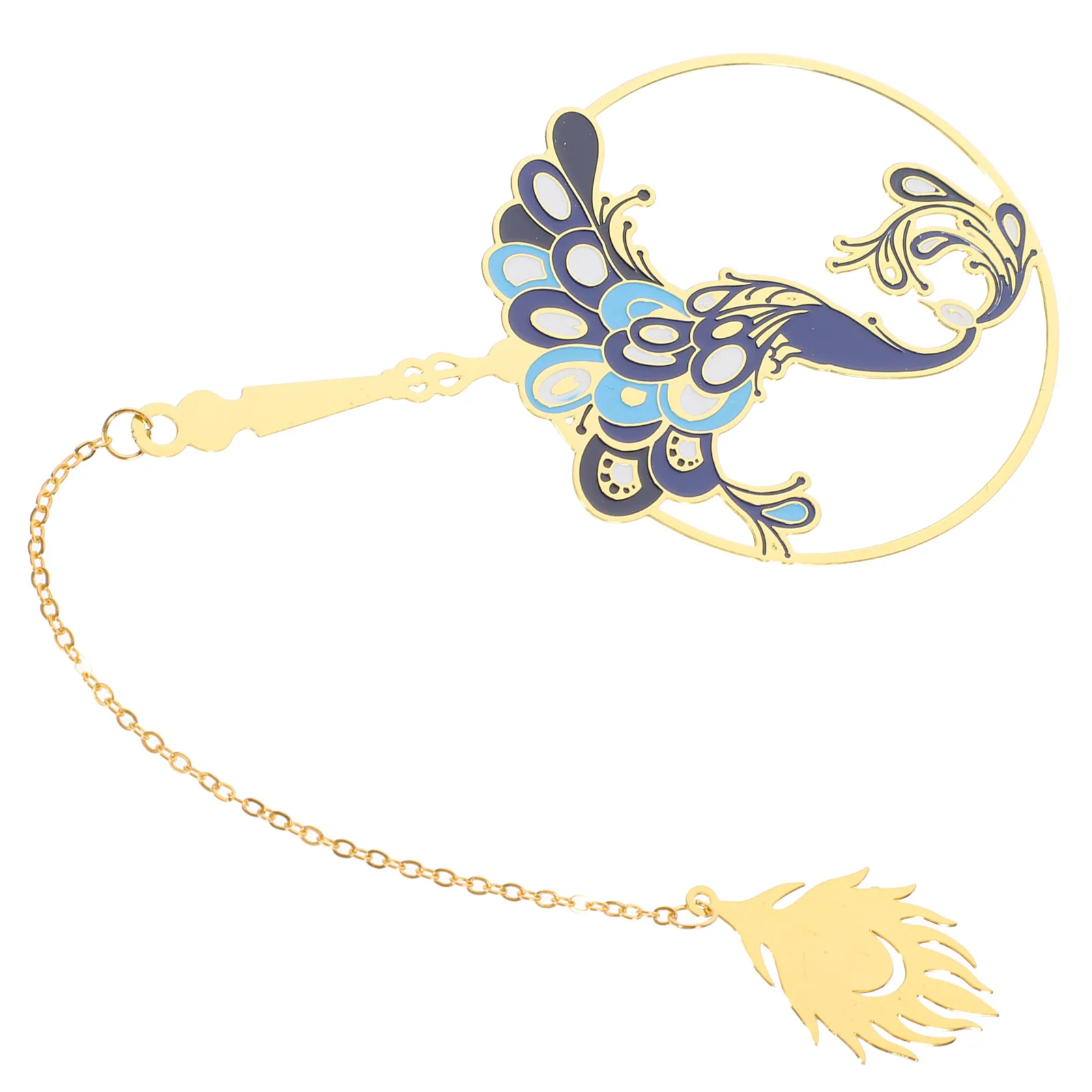 Pembatas Buku Merak Berongga Penanda Halaman Bentuk Halus Logam Tembaga Elegan Pembatas Buku Burung Merak Ringan Mudah Penyimpanan Fokus Membaca