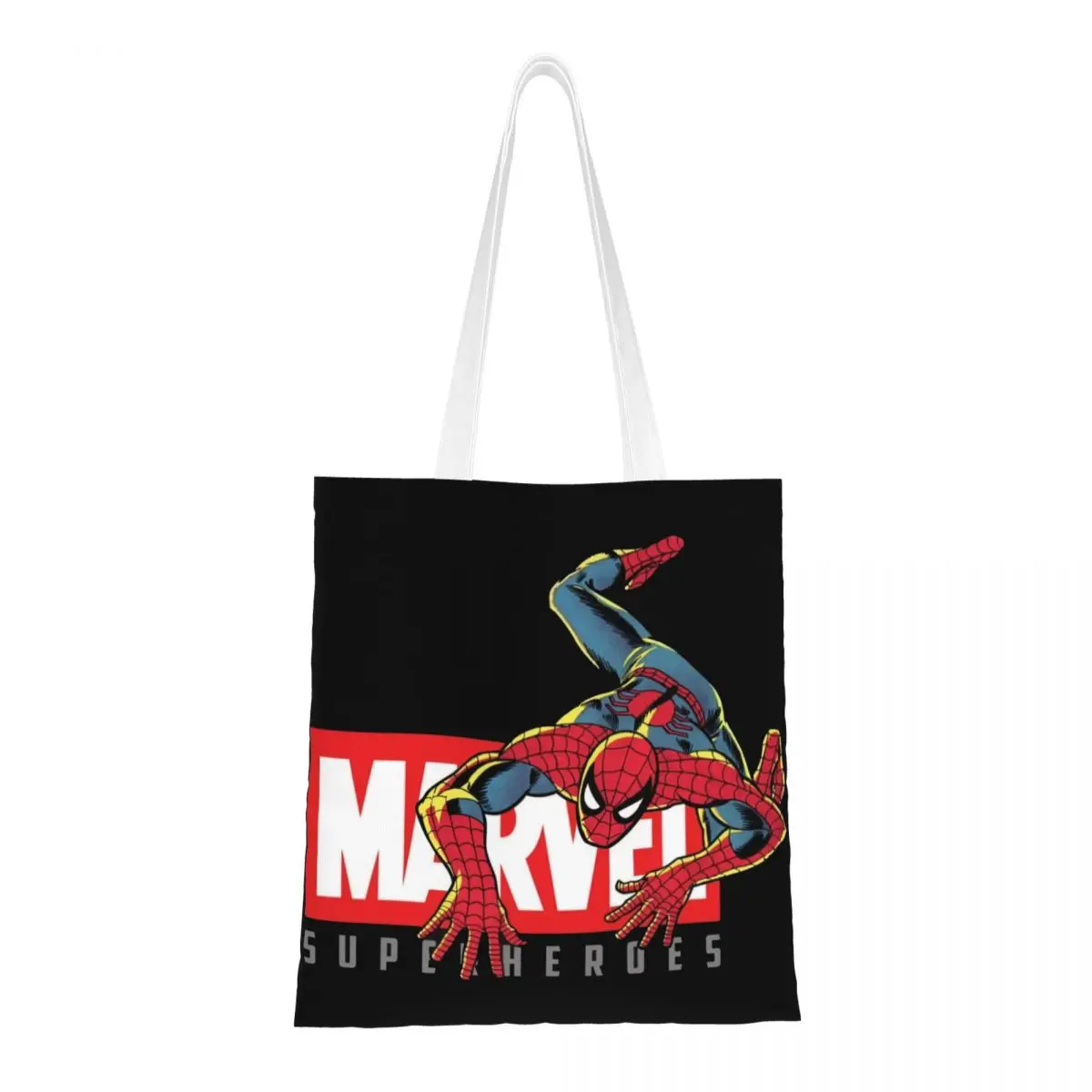 Custom Spider Man Canvas Shopping Bags Women Reusable Grocery Shopper Tote Bags