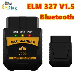 Hot Sale V020 Bluetooth 4.0 Read Car Coder For IOS Android ELM 327 V1.5 Read Engine Error For Car OBDII Auto Diagnostic Tools