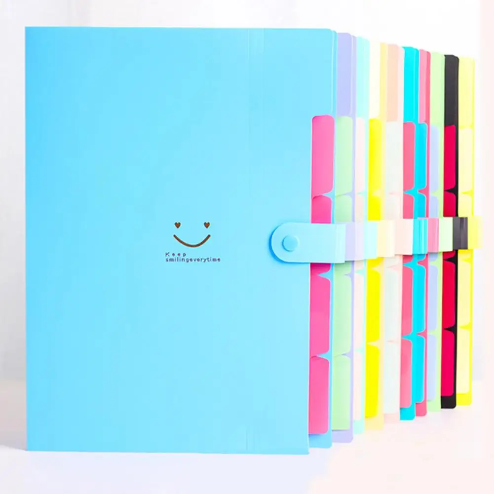 Document Organizer Multi-layered A4 File Organizer Set for Office Travel Smile Face Design Document Filing Folder for Paper