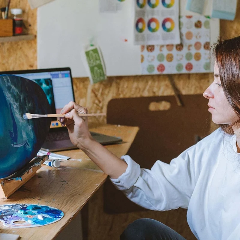 10Pcs Paint Brushes, Various Sizes Goat Hair Paint Brushes For Painting Walls Soft Fur Gilding Brush For Painting Easy To Use