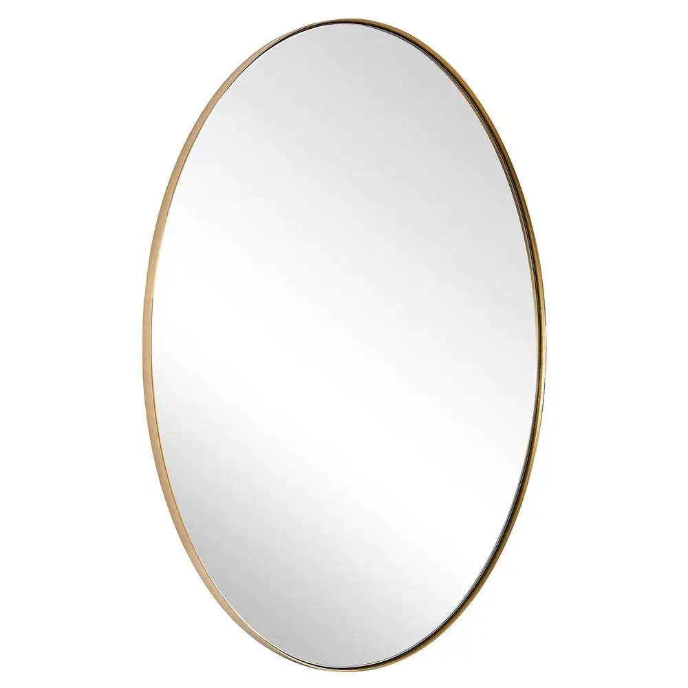 Gold Oval Bathroom Mirror Brushed Stainless Steel Frame 24x36’’ Hd Glass Vanity Mirror Anti-Corrosion Backboard Living Room