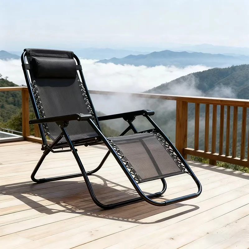 كرسي صالة قابل للطي بدون جاذبية محمول للترفيه في الهواء الطلق مع وسادة #3