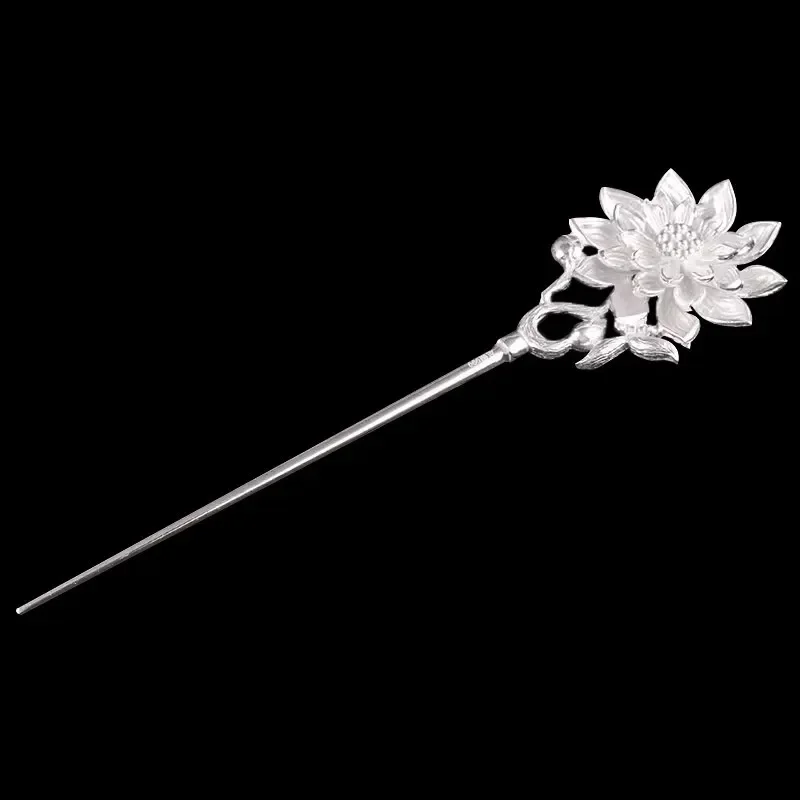 Creative Sunflower Style Tiara 925 Silver Vintage Exquisite Design Fresh Lotus Flower Hairpin Up-do Jewelry Hair Accessories