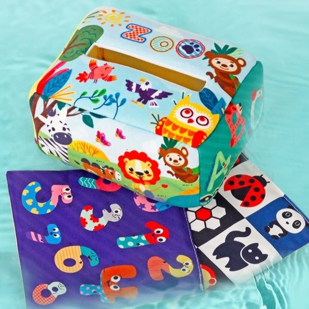 Sensory Educational Baby Montessori Interactive Crinkle Cloth Tissue Box Skills Training Soft Infant Pull Along Infant