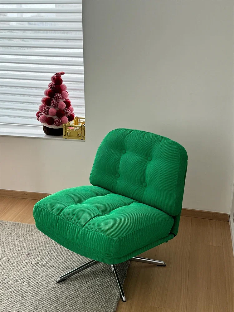 Luxury Single Sofa Chairs Green Corduroy Fabric Home Furniture Living Room Desk Backrest Chair Bedroom Makeup Stool Customized