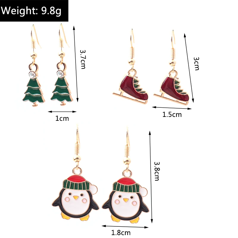 Modische Weihnachts-Ohrhänger für Damen, Emaille-Ohrringe mit Weihnachtsbaum-, Schneemann-, Hirsch- und Glockenmotiven, Hängeohrringe für Mädchen, Party- und Festgeschenk – Detail 17