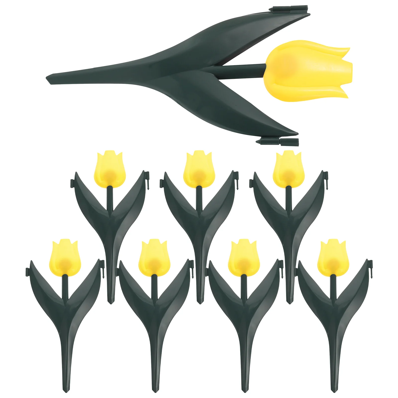 

8pcs Artificial Tulips Garden Stakes Plastic Flowers Lawn Ornaments Privacy Fence Decorations Outdoor Gardening Adornment
