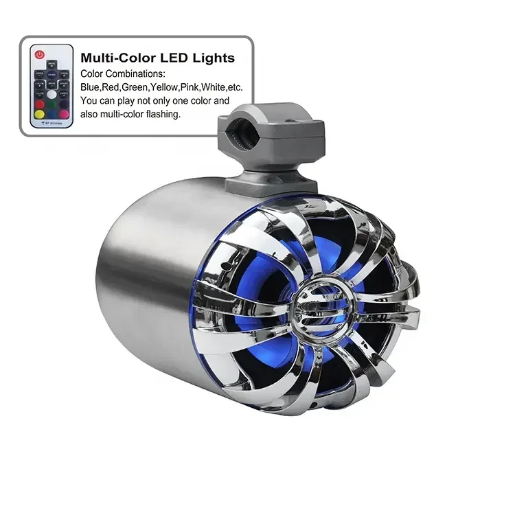Best Seller 6.5 Inch RGB Lights Waterproof Marine Speaker with Stainless Steel Basket High Performance Boat Tower Boombox
