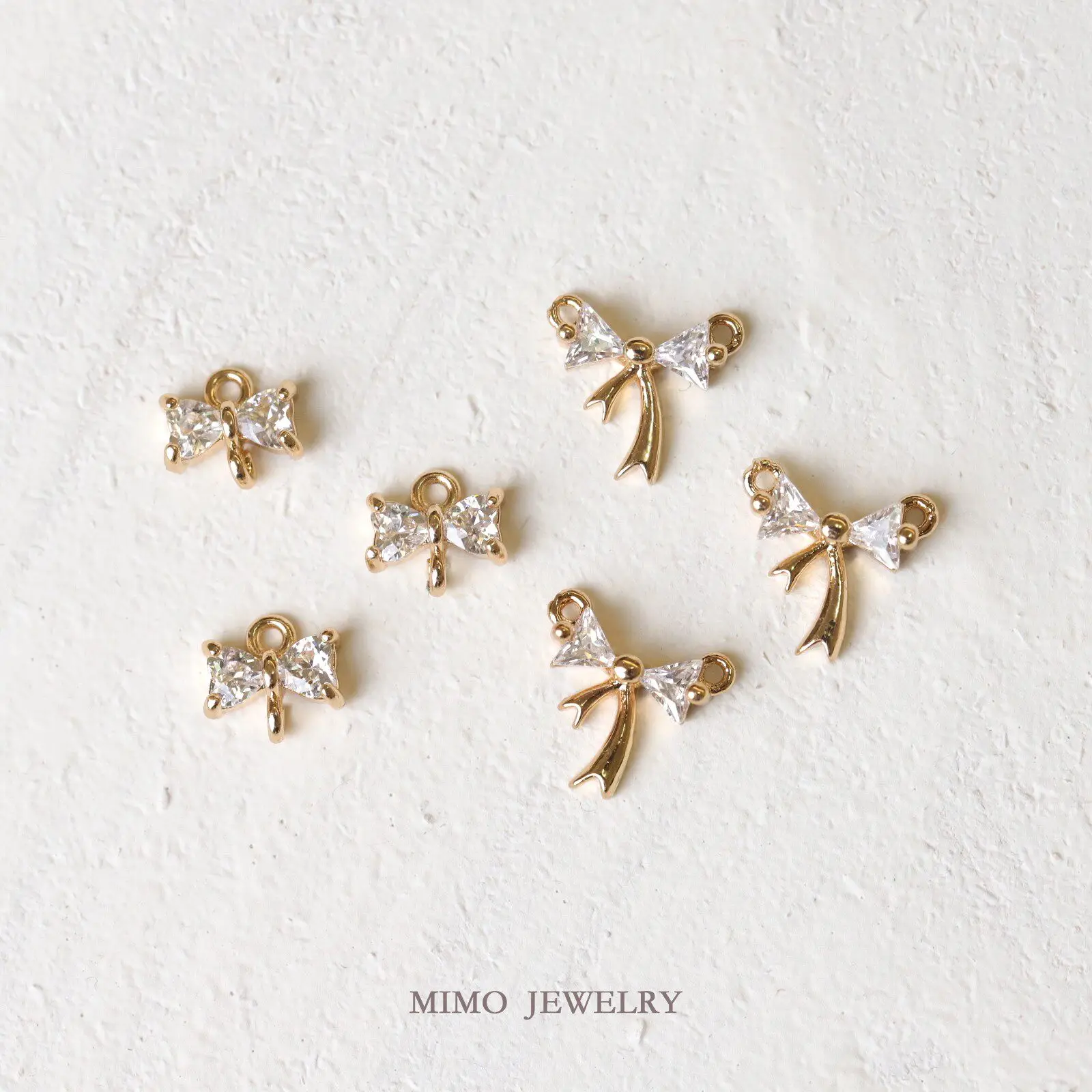 1pcs Gold-plated Micro-zircon Cute Mini Bow Pendant Charms For Jewelry Making DIY Bracelet Accessories Findings