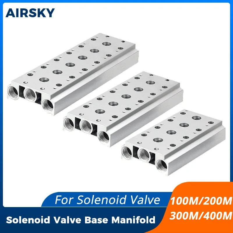 Manifold 100M 200M 300M 400M For 4V110 4V210 4V310 Pneumatic Solenoid Valves Air Exhaust Plate Base Manifold With Accessories