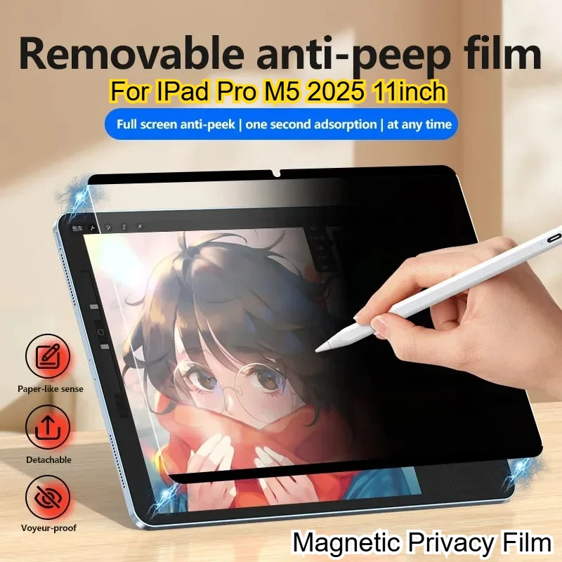 

New Removable Magnetic Privacy Film Protector for IPad Pro M5 11 13 " A16 11th/10 7/8/9th Gen Air 5 4 M2 M3 Mini 6 7 A17 12.9 M4