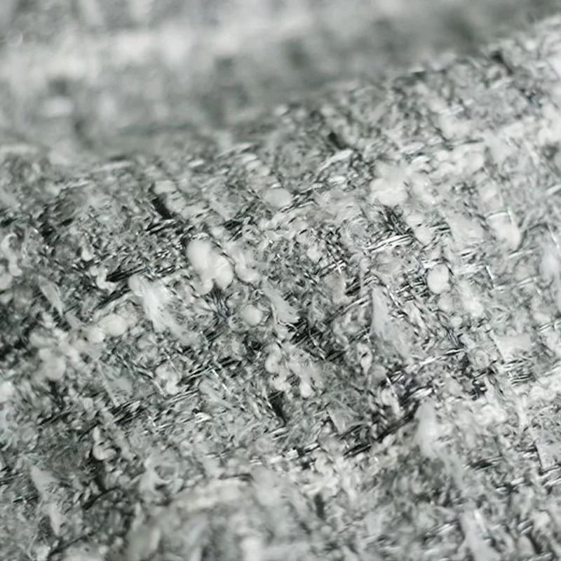 

Серо-белая решетчатая плетеная твидовая ткань для женщин, осенняя куртка, платье, зимнее пальто, костюм, ткань «сделай сам», швейный материал