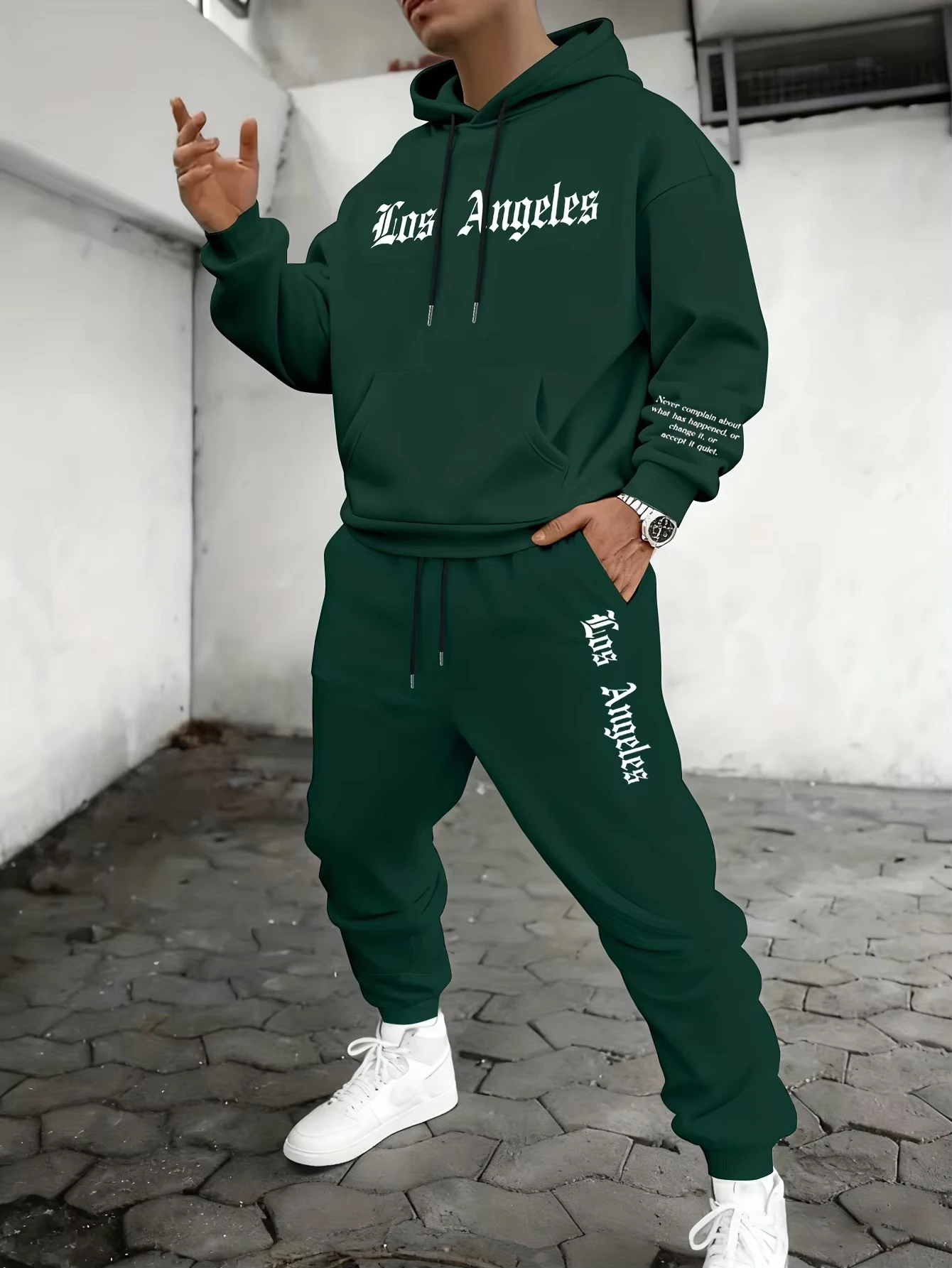 Streetwear Hoodie - Men 2 Piece Tracksuit Hoodie Sweatshirt