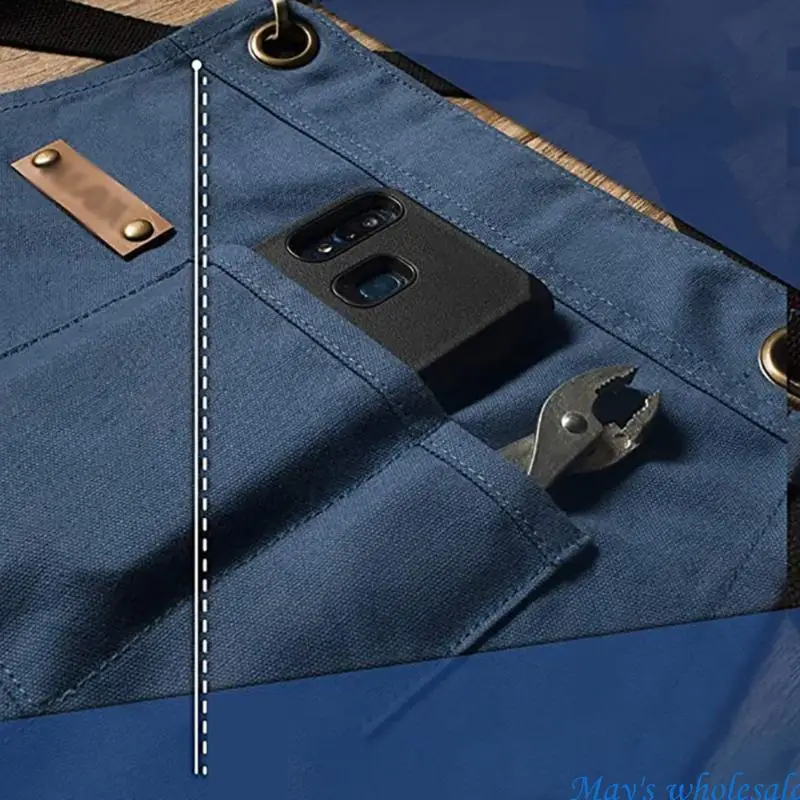 Stenffy Canvas Work Apron Functional and Stylish with Multiple Pockets, Adjustable Back Straps for BBQ, Cooking 448A