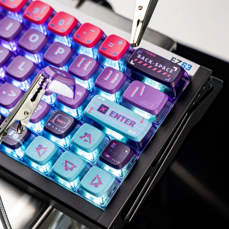 Cyber City Purple ASA Profile PBT Material Four sided Transparent Pudding Keycap Adapted to Mechanical Keyboard 키캡