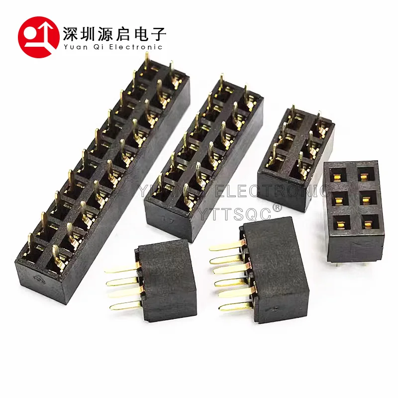 100pcs 2.54mm Ph5.0 Short Profile Double Row Straight 2x2/3/4/5/6/7/8/9/10/20/40P Rohs Gold Pcb Male Female Pin Header Connector