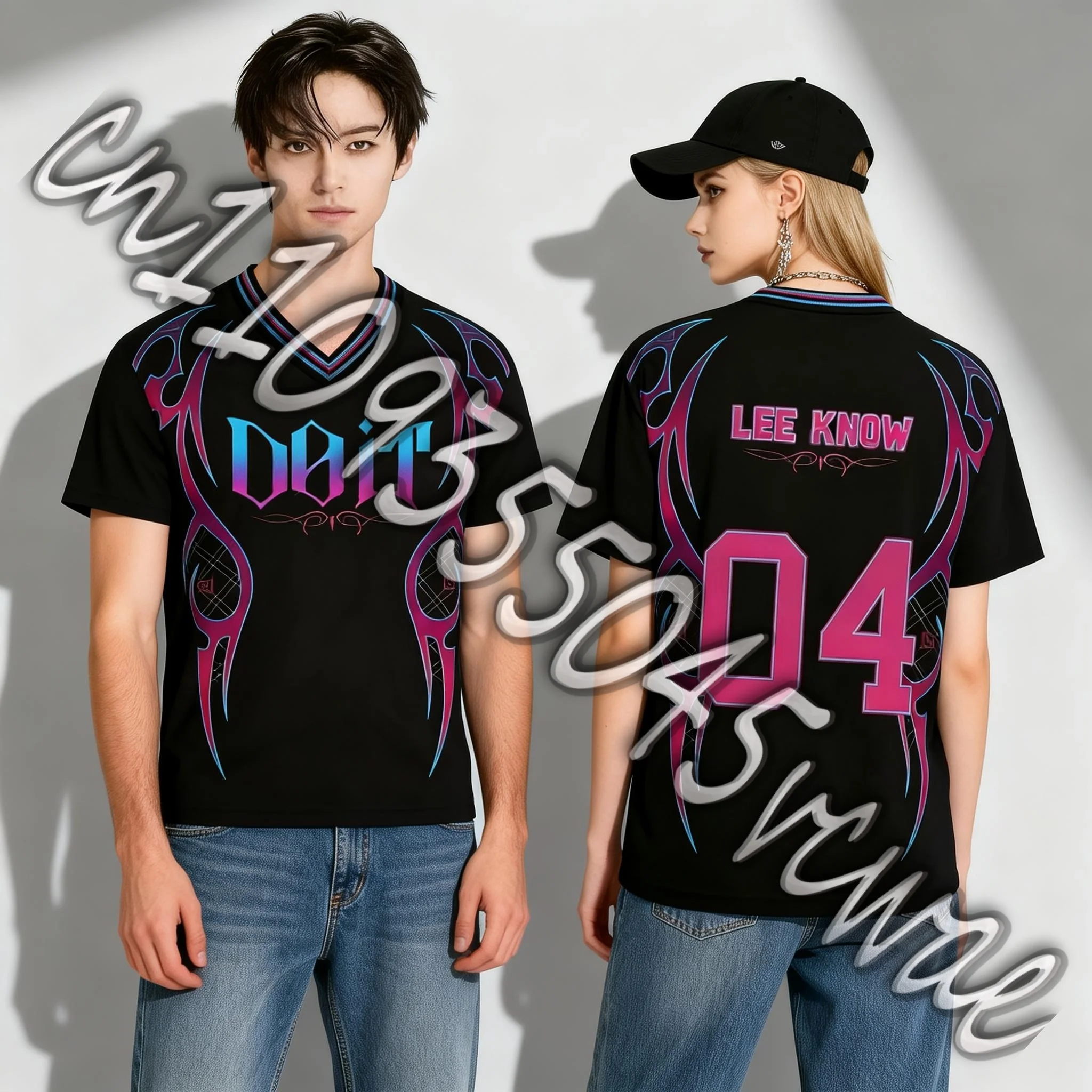 

MOTO Korean K-Pop Pop Music Tee Do It Jersey V-Neck Loose Fashion Number Short Sleeved Fan Gift Children and Adults T-Shirt