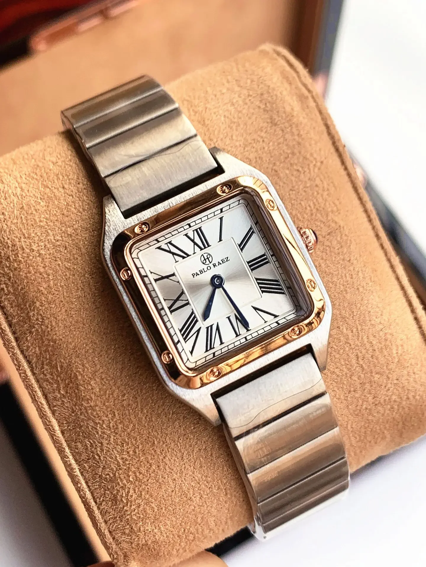 Pablo Raez Couple Quartz Watch Rectangle Square Case Men Women Lovers Watches Male Ladies Luxury Wristwatch Classic Man Clock