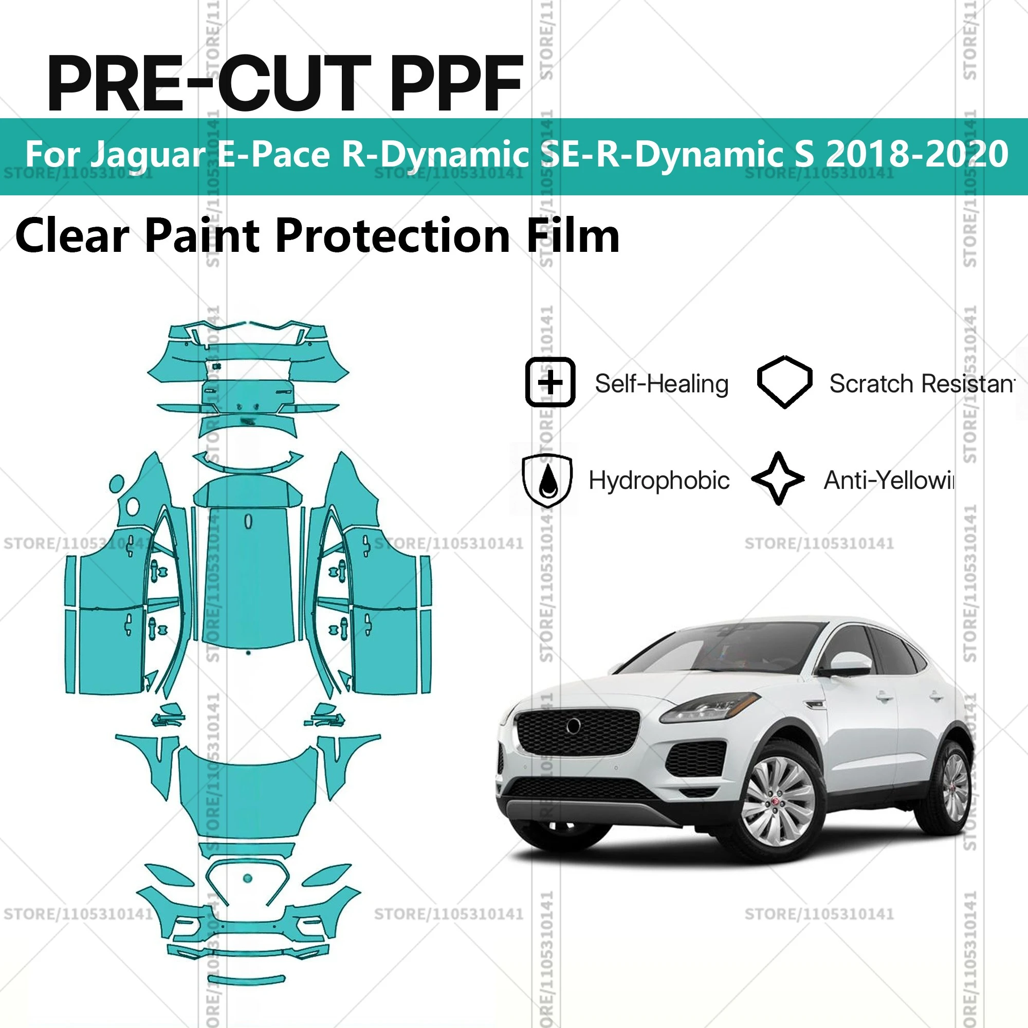 For Jaguar E-Pace R-Dynamic SE-R-Dynamic S 2018-2020 Pre-Cut Paint Protection Film PPF Transparent Car Film Automotive PPF