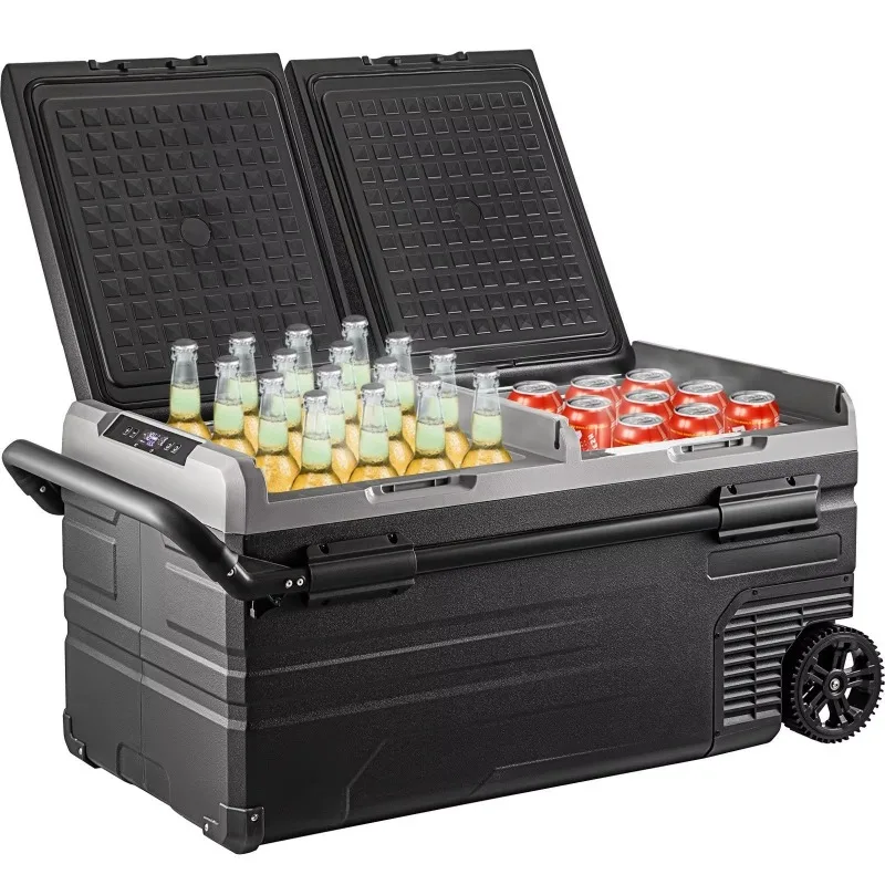Portable Car Refrigerator Dual Storage Area Camping Freezer -4 ° F 12 Volt Refrigerator Air Cooler