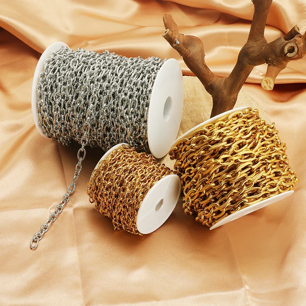 1 متر الفولاذ المقاوم للصدأ الذهب 3:1 O ربط رولو كابل سلاسل مكتنزة DIY بها بنفسك صنع المجوهرات أساور لوازم قلادة النتائج #4