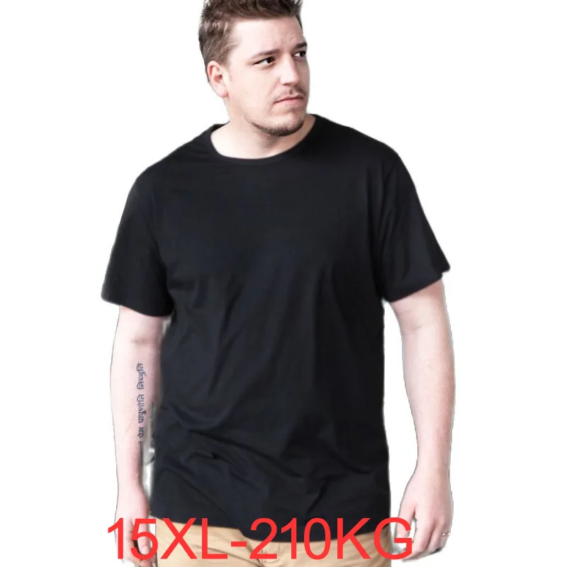 Summer women men short sleeve t-shirts casual tshirt plus size 15XL tees big sales tops o-neck simple tees Black 50KG to 210KG