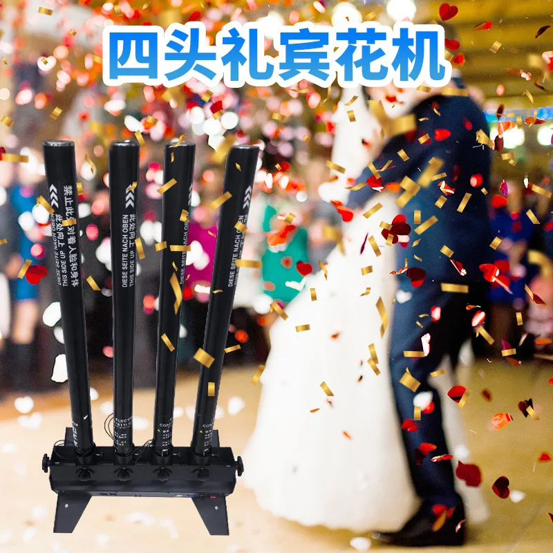 4-Head Electronic Confetti Cannon Wedding Ceremony Flower Machine Bar Ribbon Machine Stage Atmosphere Equipment Courtesy Confett