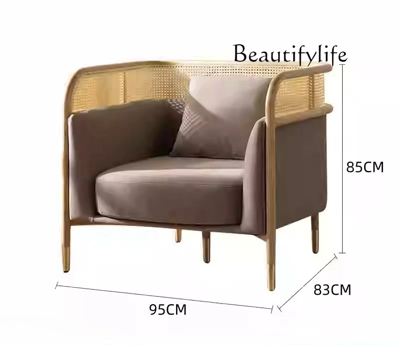 

Nordic simple rattan fabric sofa combination Japanese-style living room B & B restaurant Maito Nakago sofa chair