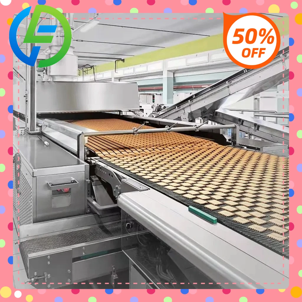 آلة تصنيع البسكويت الصلبة/الناعمة الأوتوماتيكية بالكامل بعمر طويل خط إنتاج بسكويت الساندويتش مع آلة التعبئة
