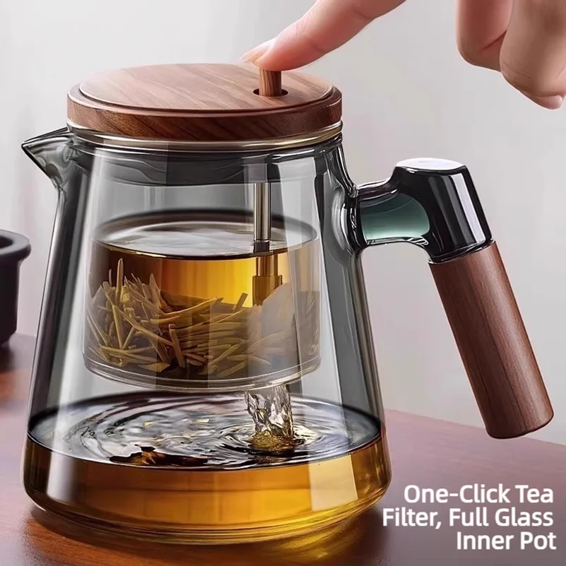 Tea infuser, tea strainer, household teapot, tea set, one-button tea separation, glass tea cup