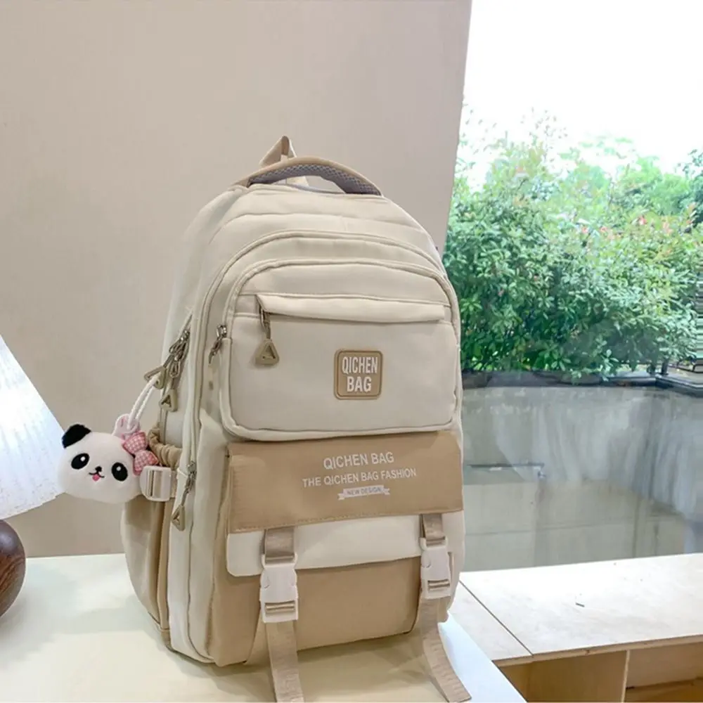 

Large Capacity Students School Bags Waterproof Multi Pocket College Student Backpack Unisex Zipper Closure Girls' Shoulder Bag