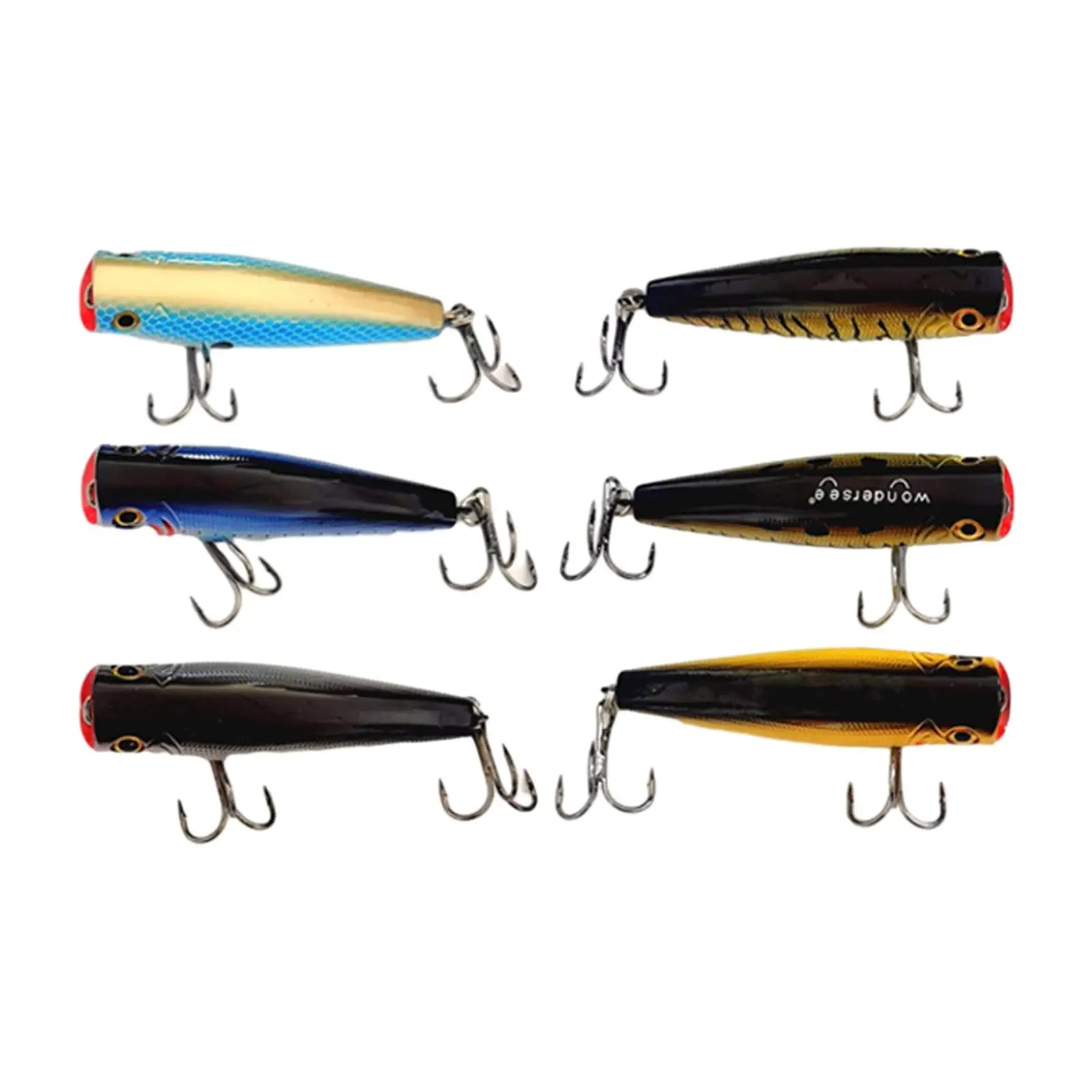 6x Topwater Fishing Lures Swimbaits Portable Durable Slow Sinking Plopping Bass Lure for Bass Minnow Redfish Catfish Perch