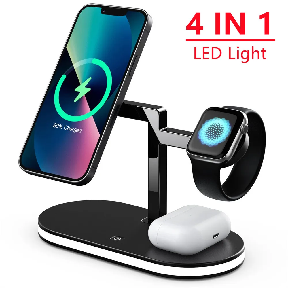 

4 in 1 Magnetic Wireless Charger Stand For iPhone 14 13 12 Pro Max Apple Watch 7 For Airpods Pro Induction Fast Charging Station