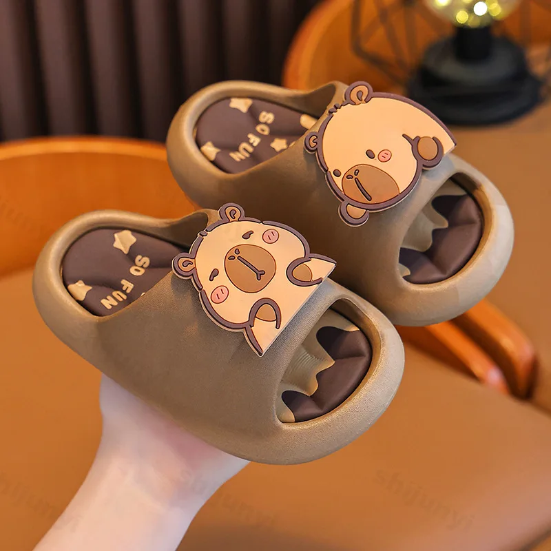 Children's Capybara Slippers Bathroom Sandals 2026 Summer Anti-slip Cartoon Slippers Resilience Comfort Platform Kids Slippers