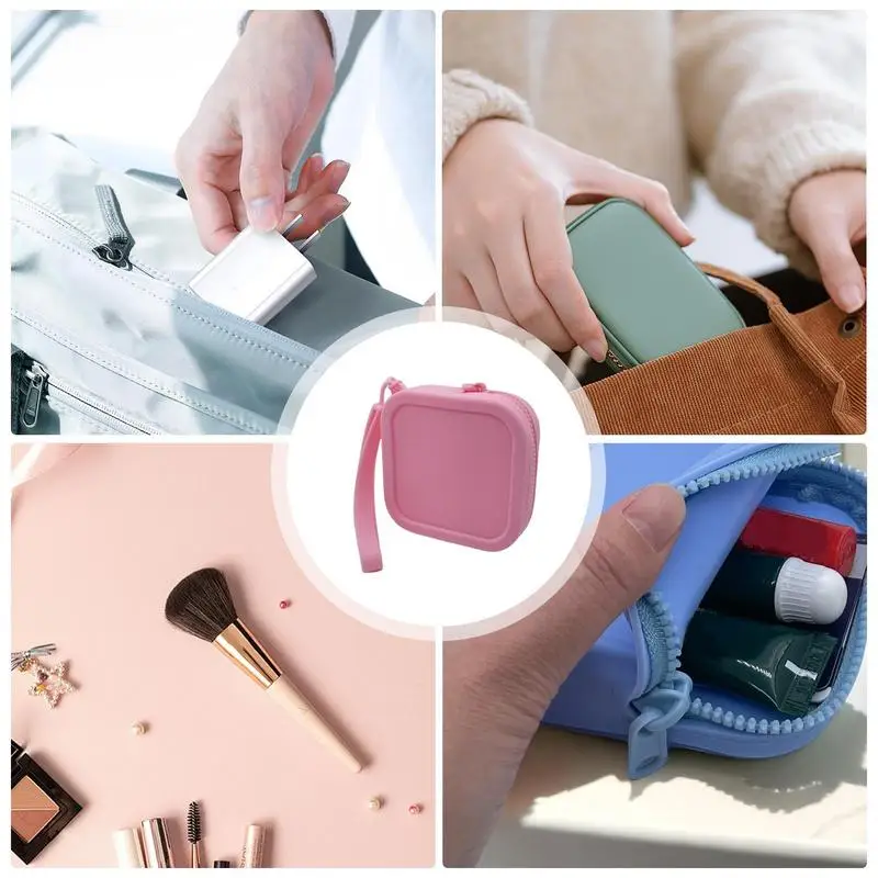 Adult Kids Zipper Silicone Key Wallets Headphone Bag Mini Silicone Storage Key Bag Women Square Silicone Coin Purse Bag