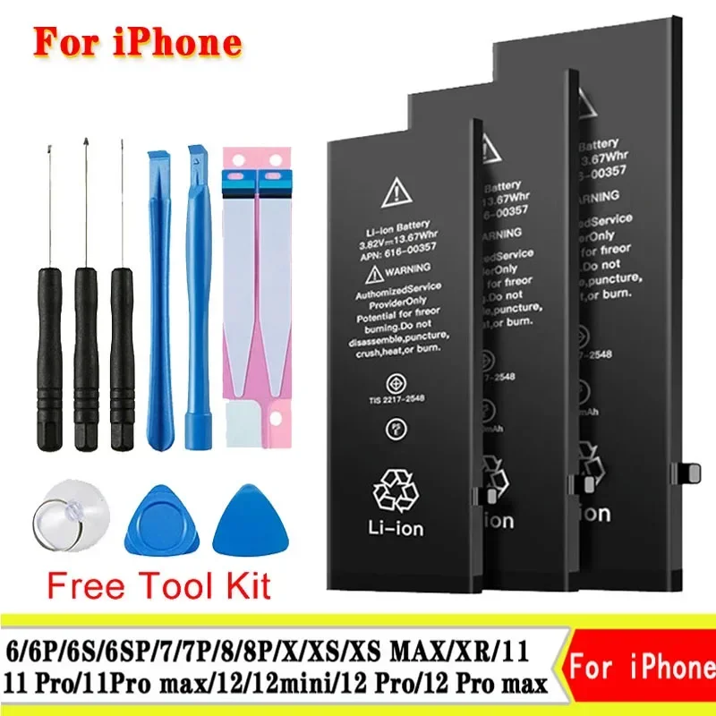 AAAAA Replacement Battery For Iphone 6 6P 6S 6SP 7 7P 8 8P X XS XS MAX XR 11 Pro MAX 12 Mini 12 Pro Max Phone Latest Batteries