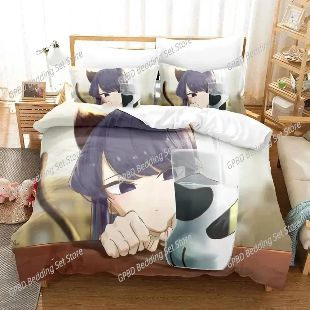 

Anime Komi Can't Communicate Bedding Set Single Twin Double Queen King Cal King Size Bed Linen Set