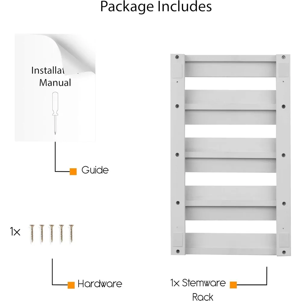 4-Section Wooden Under-Cabinet Stemware Rack, Holds Up to 12 Glasses, White Finish