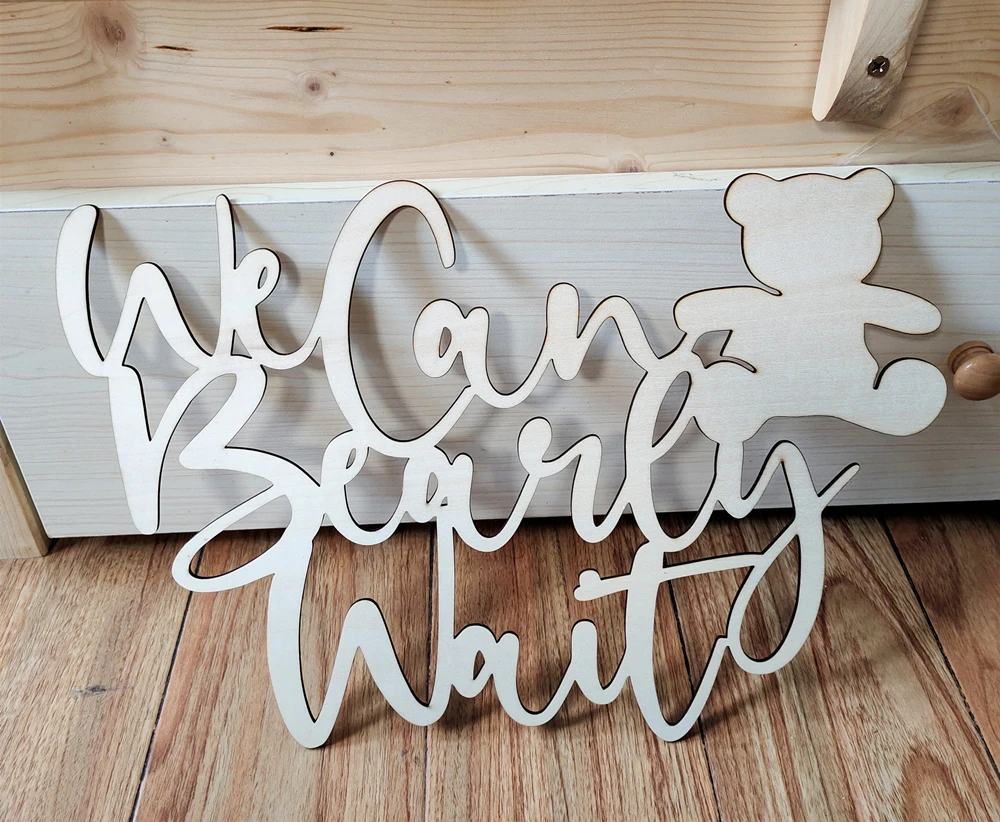 

WE CAN Bearly WAIT wood sign,We Can Bearly Wait Sign with Bear,Baby Shower Backdrop,Bear Theme Baby Shower,Neutral Gender Reveal