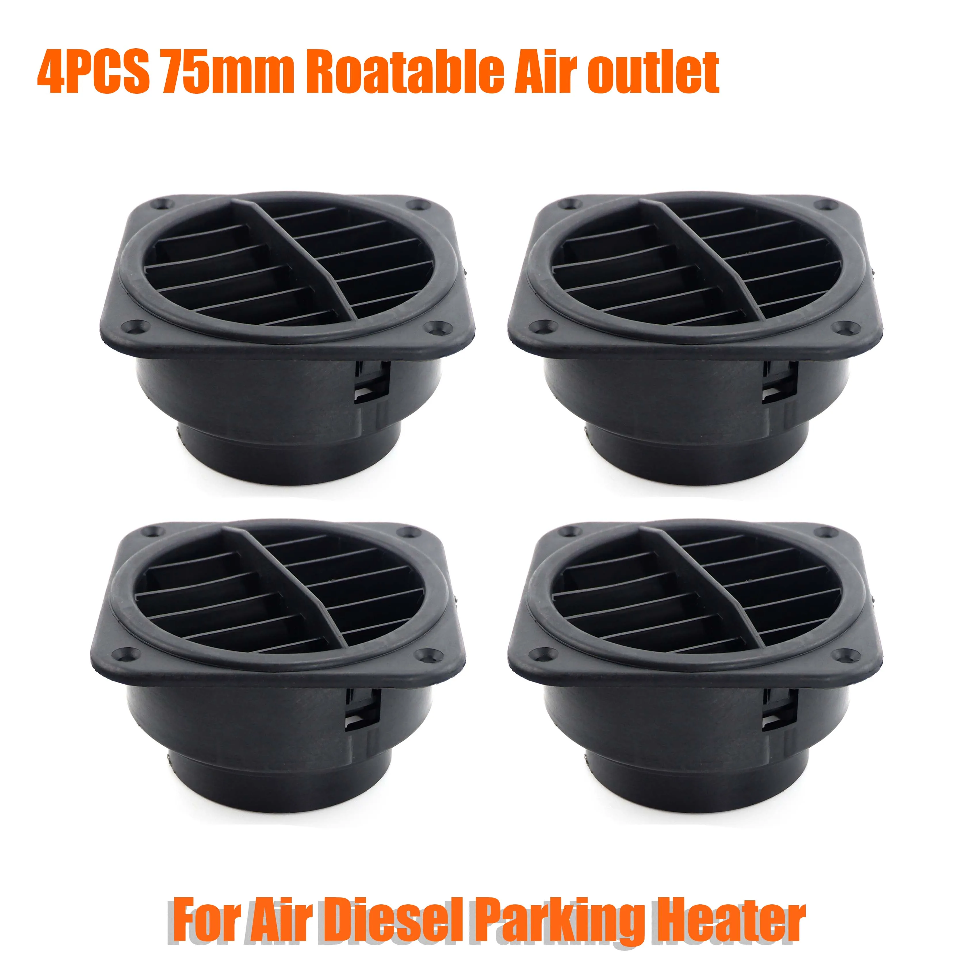 

4PCS 75mm Diesel Heater Air Vent Ducting Piece Duct Pipe Outlet Rotable For Car Truck VAN Camper