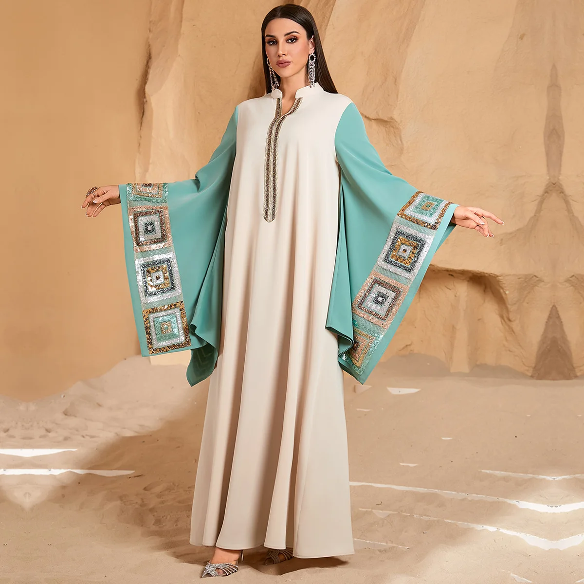 2025 caftan paillettes Jalabiya dubaï Abaya femmes Robe musulmane manches chauve-souris Robe de soirée turquie Caftan Marocain Femme Robe Kebaya