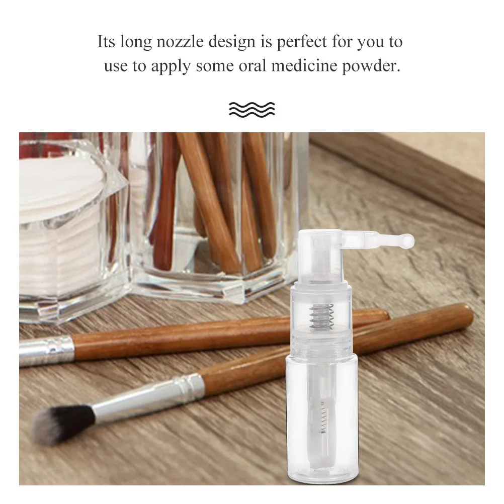 ขวดสเปรย์ผงแห้ง ภาชนะพลาสติกแบบเติมได้พร้อมพวยกาแบบยาวสำหรับจ่ายผงยา อุปกรณ์เสริมร้านตัดผม