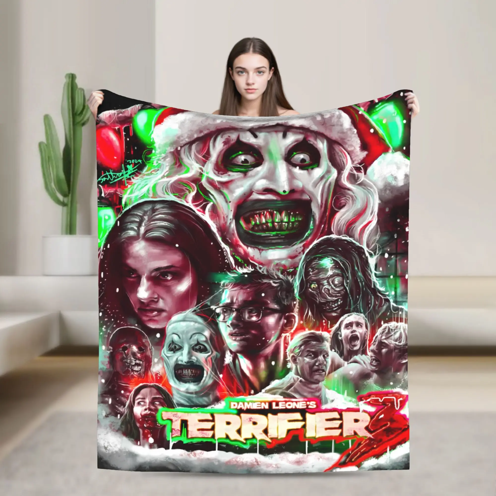 Terrifier Movie Blankets Quality Super Soft  Throw Blanket Winter Boy Girl Home Decor Fluffy Bedspread
