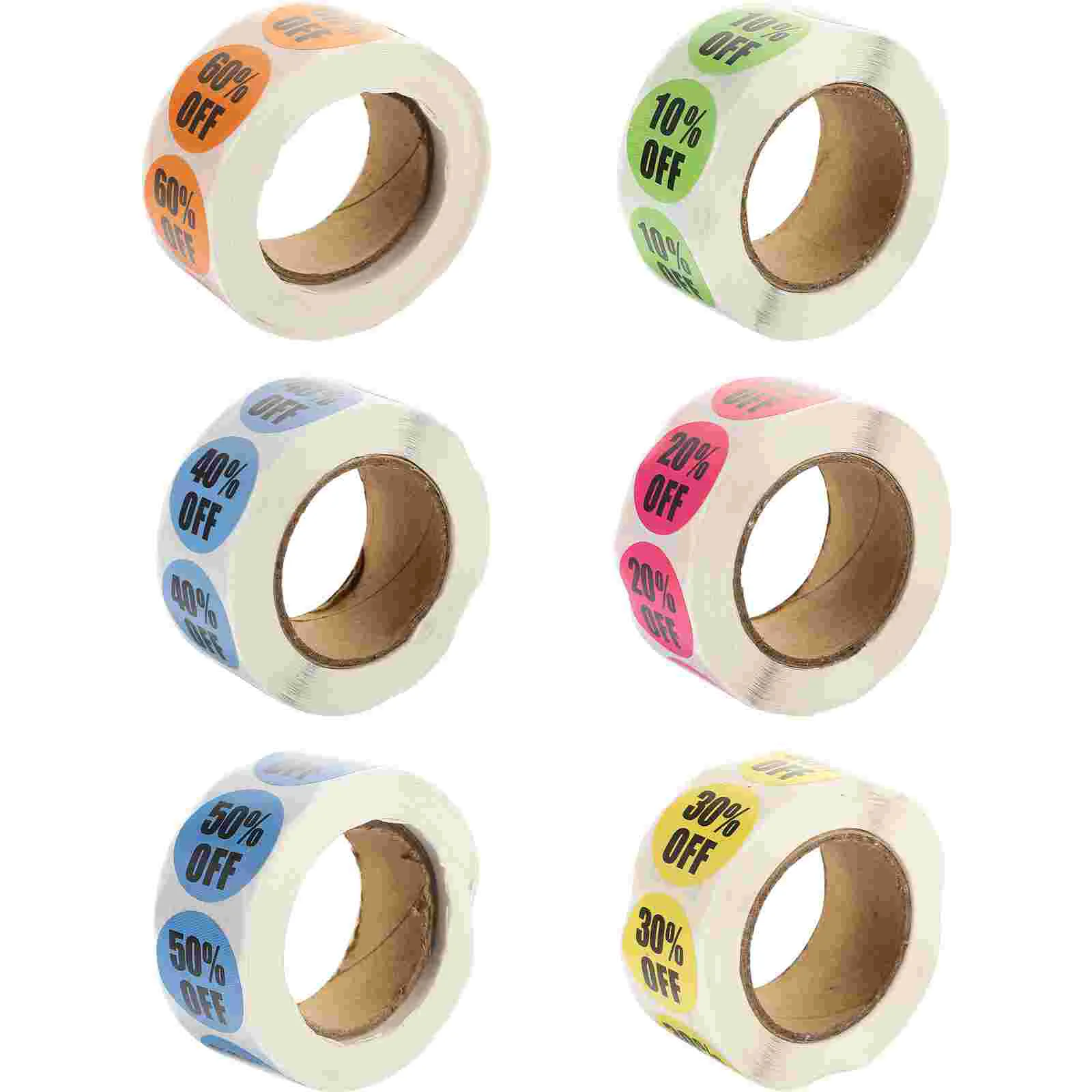 6 Rolls Discount Stickers Supermarket Price Retail Store Paper Signs Scratch off Round Tags Sale Labels Strong Adhesive